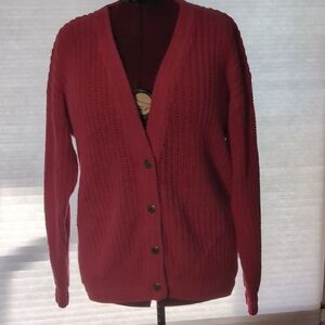 Women's Red Cardigan Sweater
